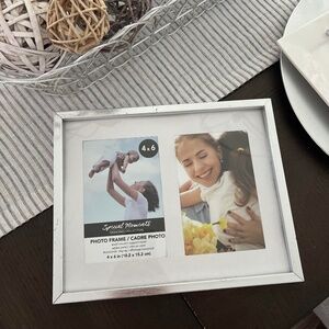 NEW Picture Frame with Silver for Two 4x6 Photo Great for Family Side by Side